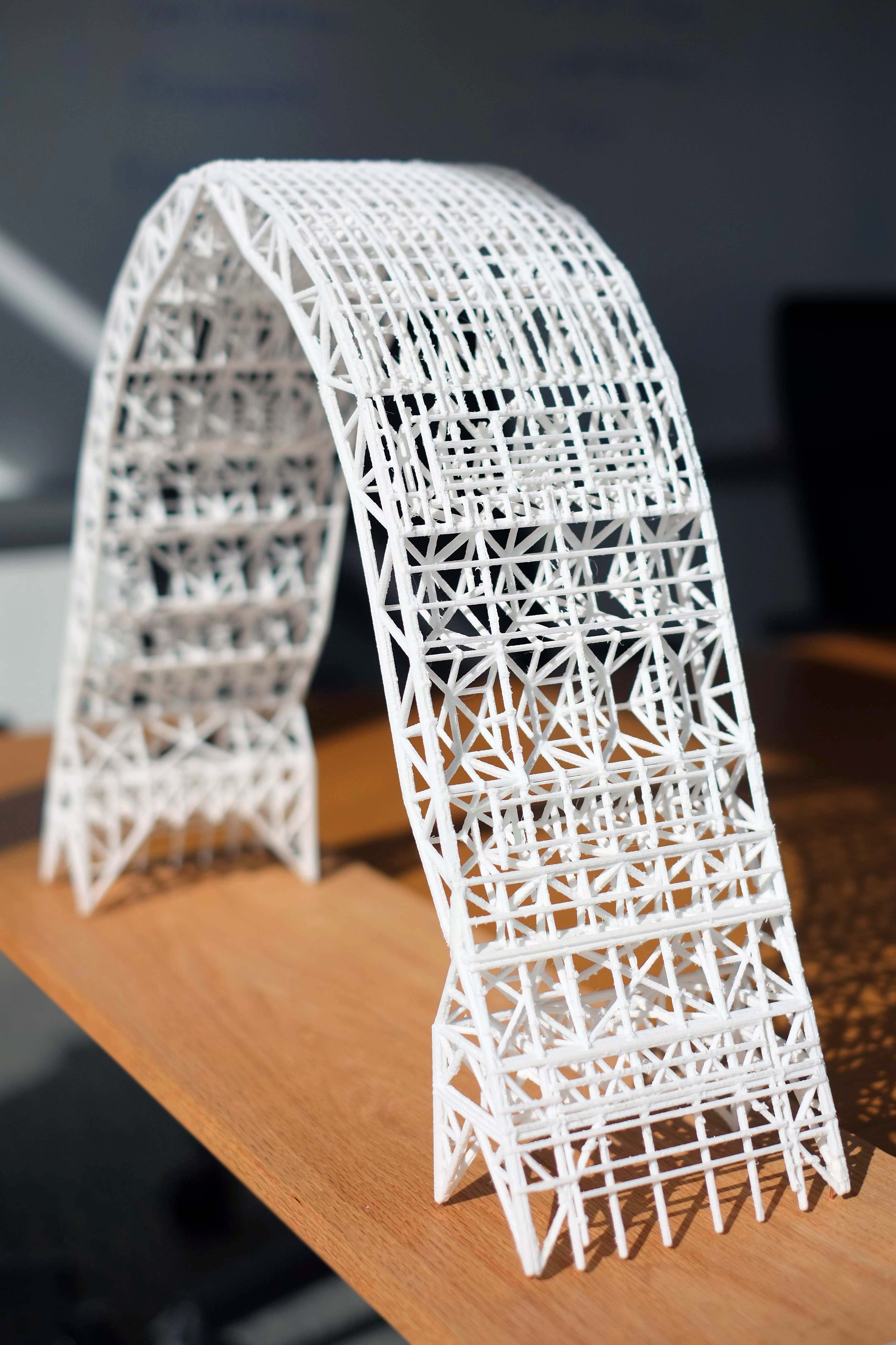 3d printed section of a structure resembling an arch